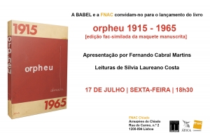 Convite Lançamento do Livro Orpheu 1915-1965, Julho 2015
