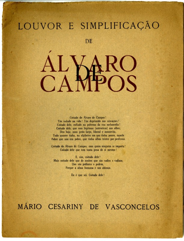 Louvor e simplificação de Álvaro de Campos 
