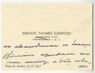 Carta de Manuel Tavares Cardoso a José de Almada Negreiros