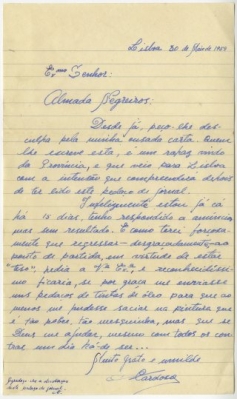 Carta de António Cardoso a José de Almada Negreiros
