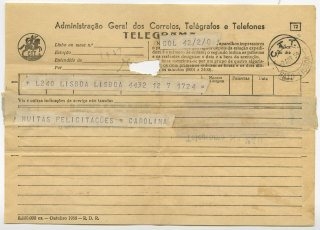 Telegrama de Carolina a José de Almada Negreiros