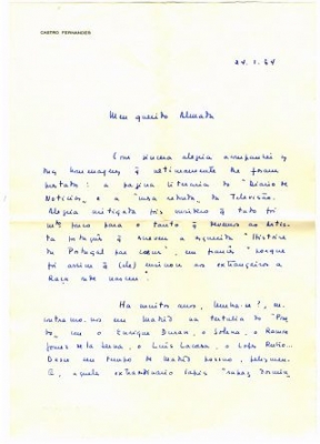 Carta de Castro Fernandes a José de Almada Negreiros