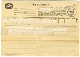 Telegrama de Jaime Isidoro a José de Almada Negreiros