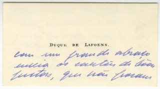 Postal e cartão de visita de Lopo de Lafoens a José de Almada Negreiros