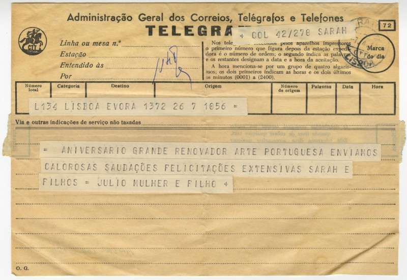Telegrama a José de Almada Negreiros