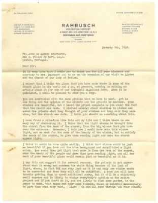 Carta de Harold W. Rambusch a José de Almada Negreiros