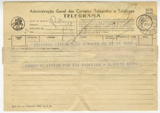 Telegrama de Alberto de Serpa a José de Almada Negreiros