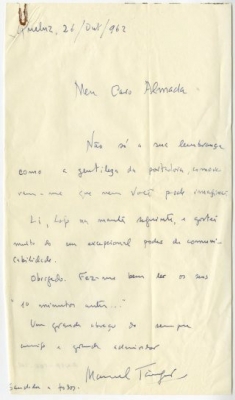 Carta de Manuel Tânger a José de Almada Negreiros