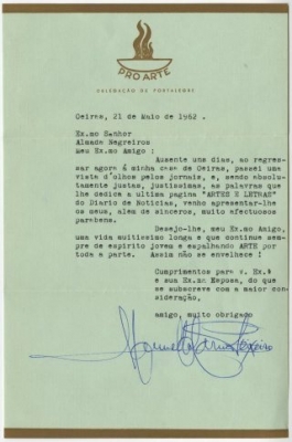Carta de Manuel do Carmo Teixeira a José de Almada Negreiros
