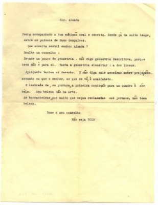 Carta de anónimo a José de Almada Negreiros