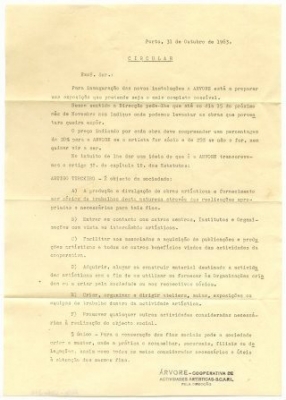 Carta da Cooperativa Árvore a José de Almada Negreiros
