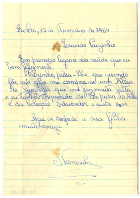Carta de Paula Almada-Negreiros a José de Almada Negreiros