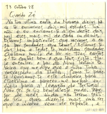Carta a José Afonso de Almada Negreiros de José de Almada Negreiros