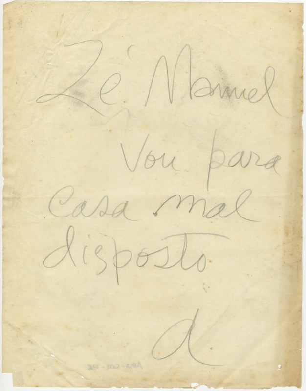 Mensagem de José de Almada Negreiros ao seu colaborador José Manuel