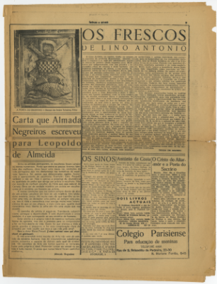Carta que Almada Negreiros escreveu para Leopoldo de Almeida