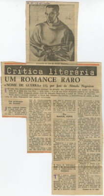 Crítica Literária / Um romance raro / «Nome de Guerra» (1), por José de Almada Negreiros
