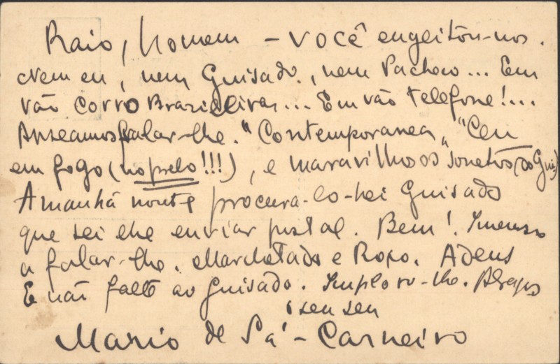 Bilhete-postal a Fernando Pessoa
