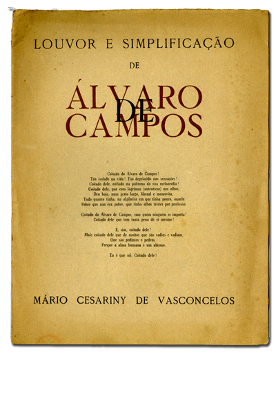 Louvor e simplificação de Álvaro de Campos de Mário Cesariny de Vasconcelos